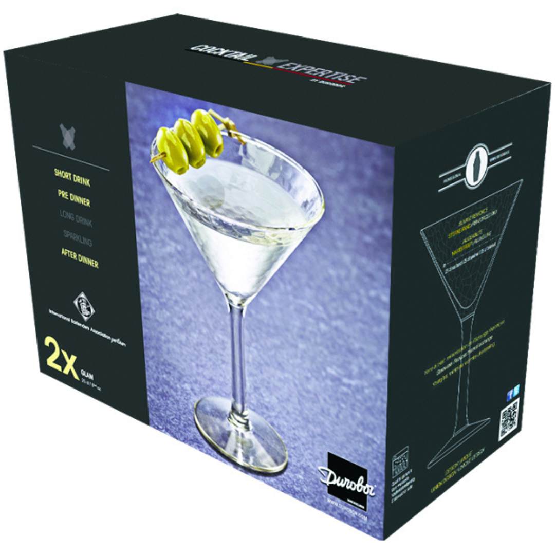 Durobor Cocktail Expertise Glam Martini Glass 250ml (2 Glasses included) | Cape & Cane