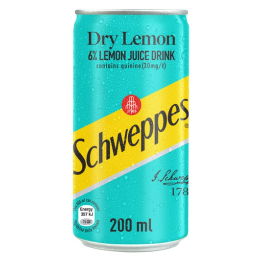 Schweppes Dry Lemon 200ml Can | Cape & Cane